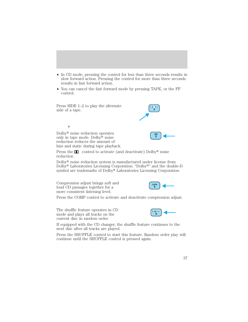 Controls and features | Mercury Sable 2000 User Manual | Page 37 / 232