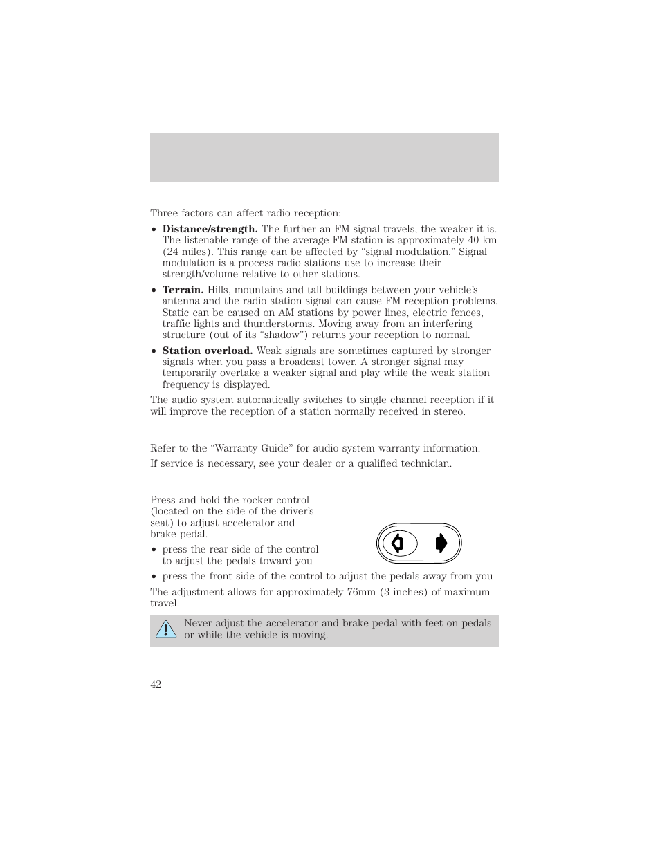 Pedals, Controls and features | Mercury Sable 2000 User Manual | Page 42 / 232