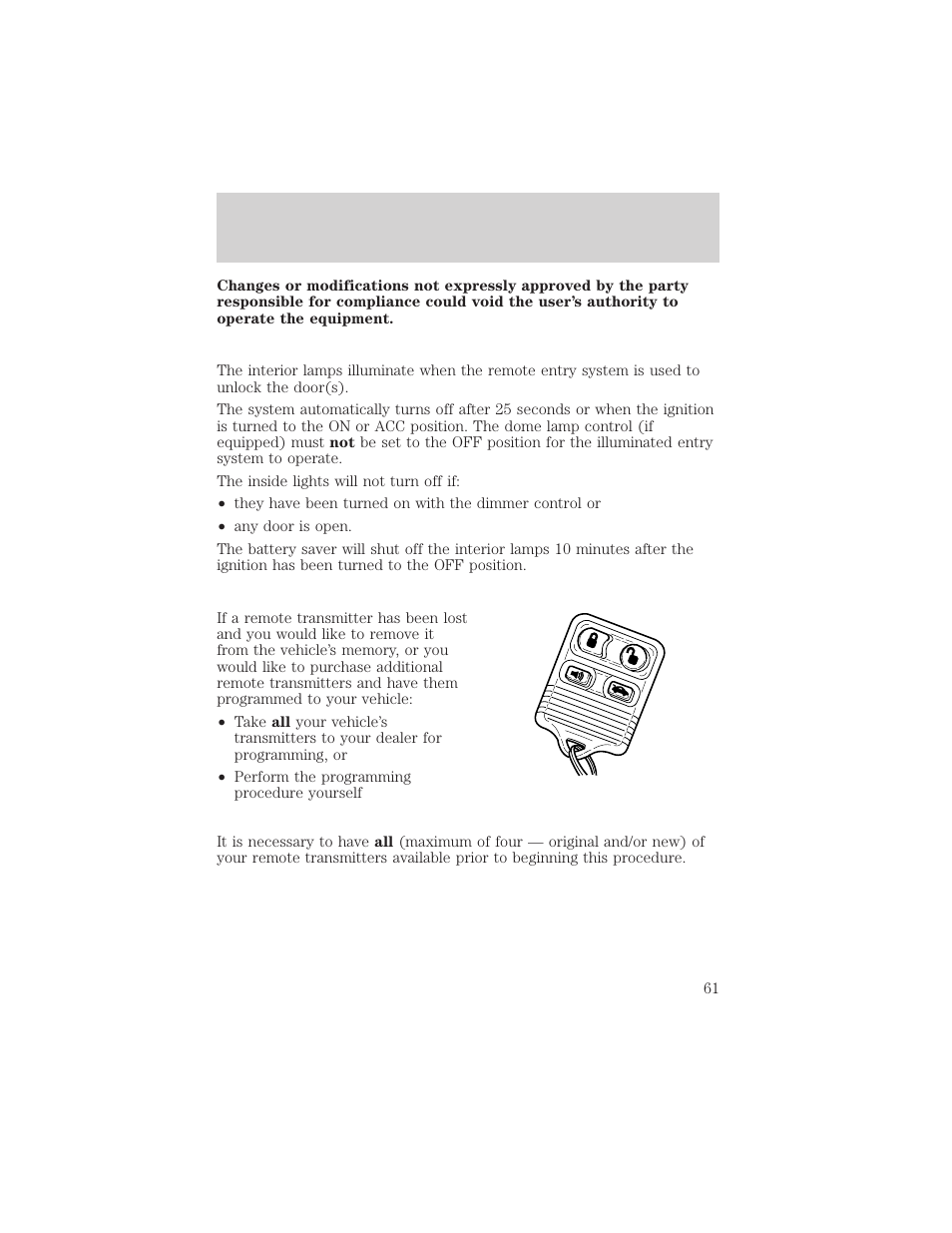 Controls and features | Mercury Sable 2000 User Manual | Page 61 / 232