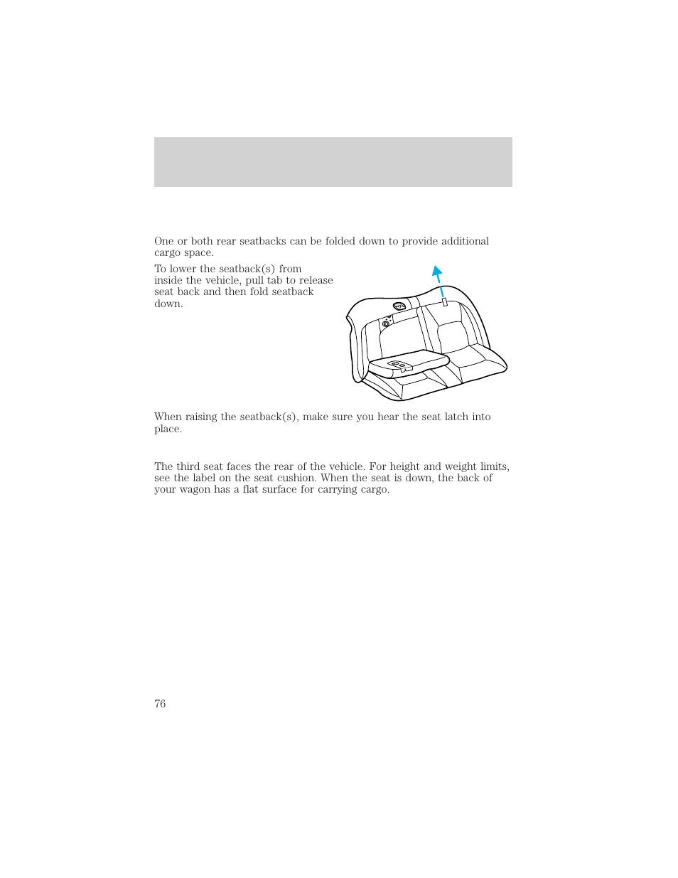 Seating and safety restraints | Mercury Sable 2000 User Manual | Page 76 / 232