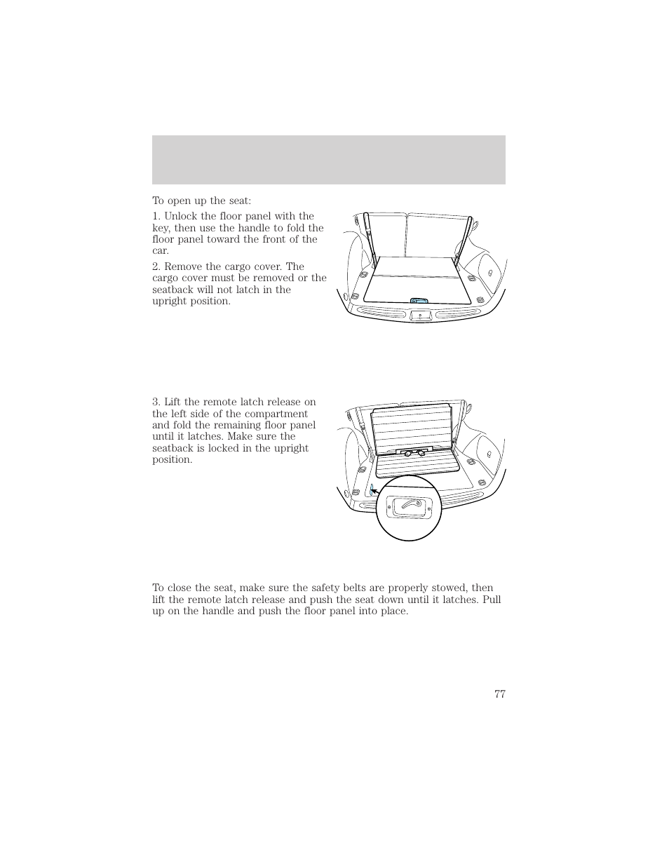 Seating and safety restraints | Mercury Sable 2000 User Manual | Page 77 / 232