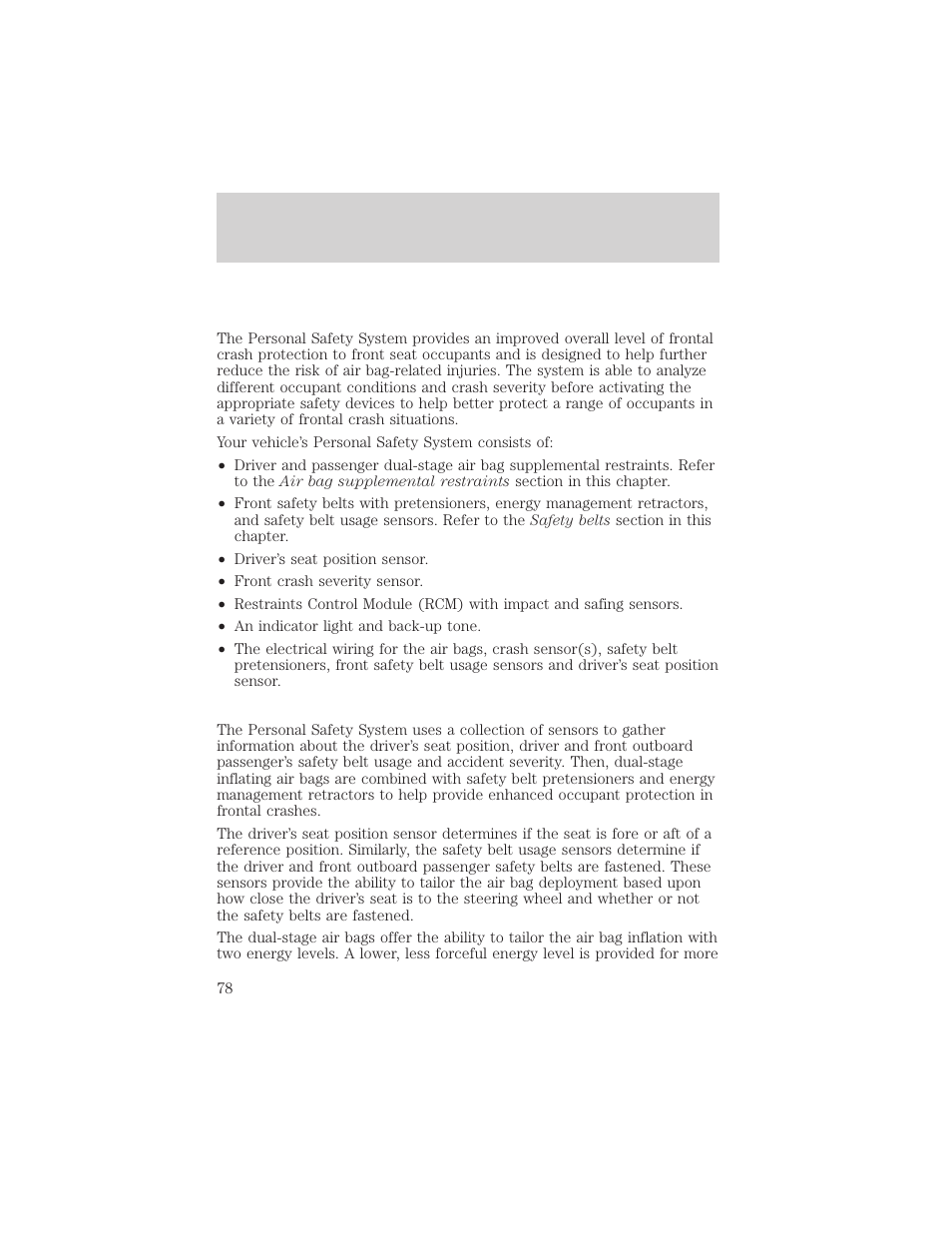 Seating and safety restraints | Mercury Sable 2000 User Manual | Page 78 / 232