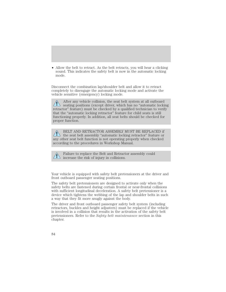 Seating and safety restraints | Mercury Sable 2000 User Manual | Page 84 / 232