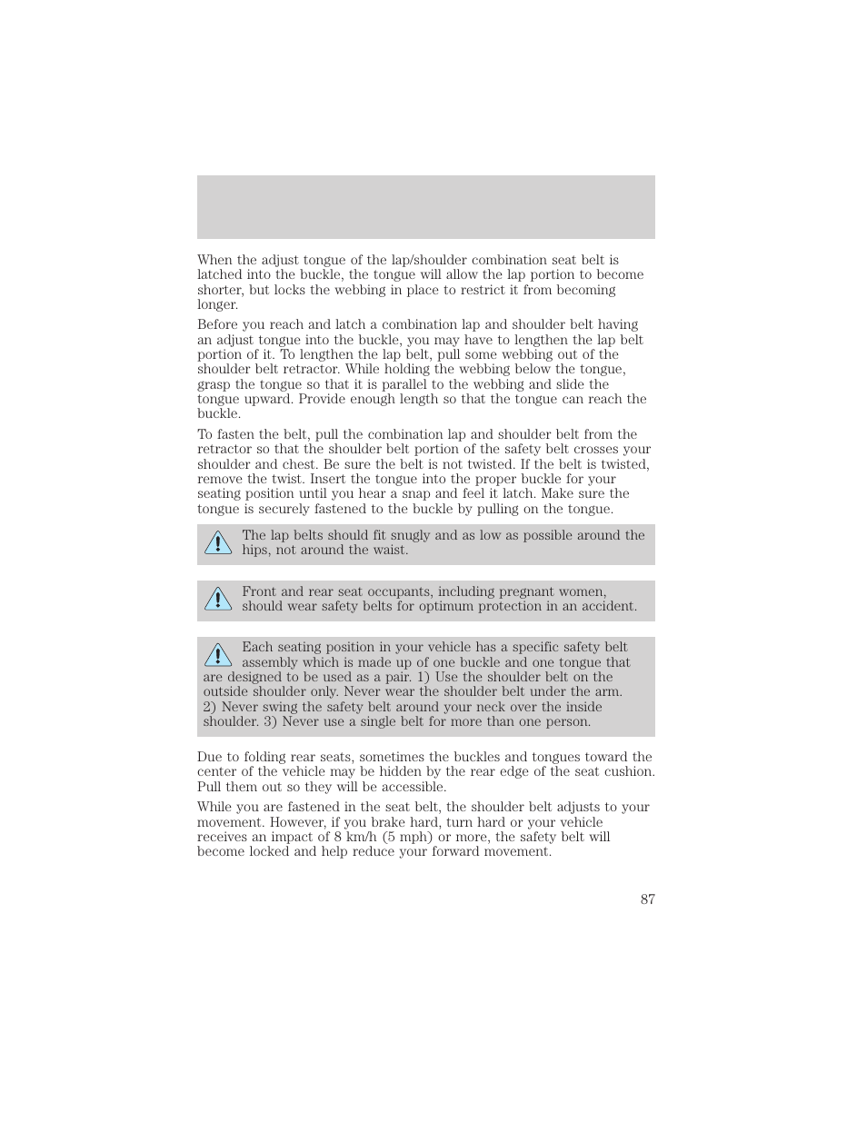 Seating and safety restraints | Mercury Sable 2000 User Manual | Page 87 / 232