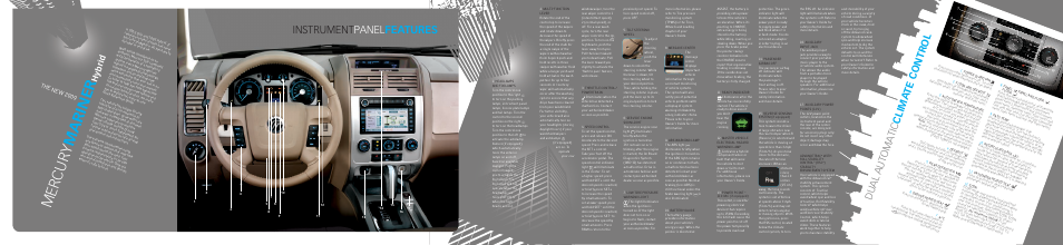 Mercur y mariner, Instrument panel features, Du al a ut oma tic clima te control | Hybrid, The new 2009 | Mercury 2009 Mariner Hybrid User Manual | Page 2 / 2