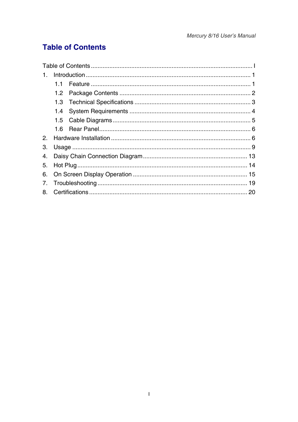 Mercury 8 User Manual | Page 2 / 23