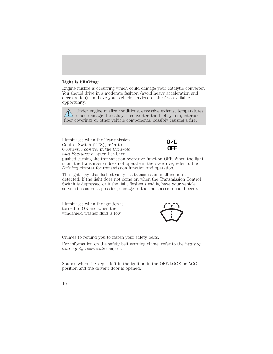 Instrumentation | Mercury 1999 Villager User Manual | Page 10 / 264