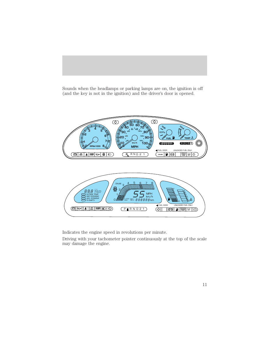 Instrumentation | Mercury 1999 Villager User Manual | Page 11 / 264