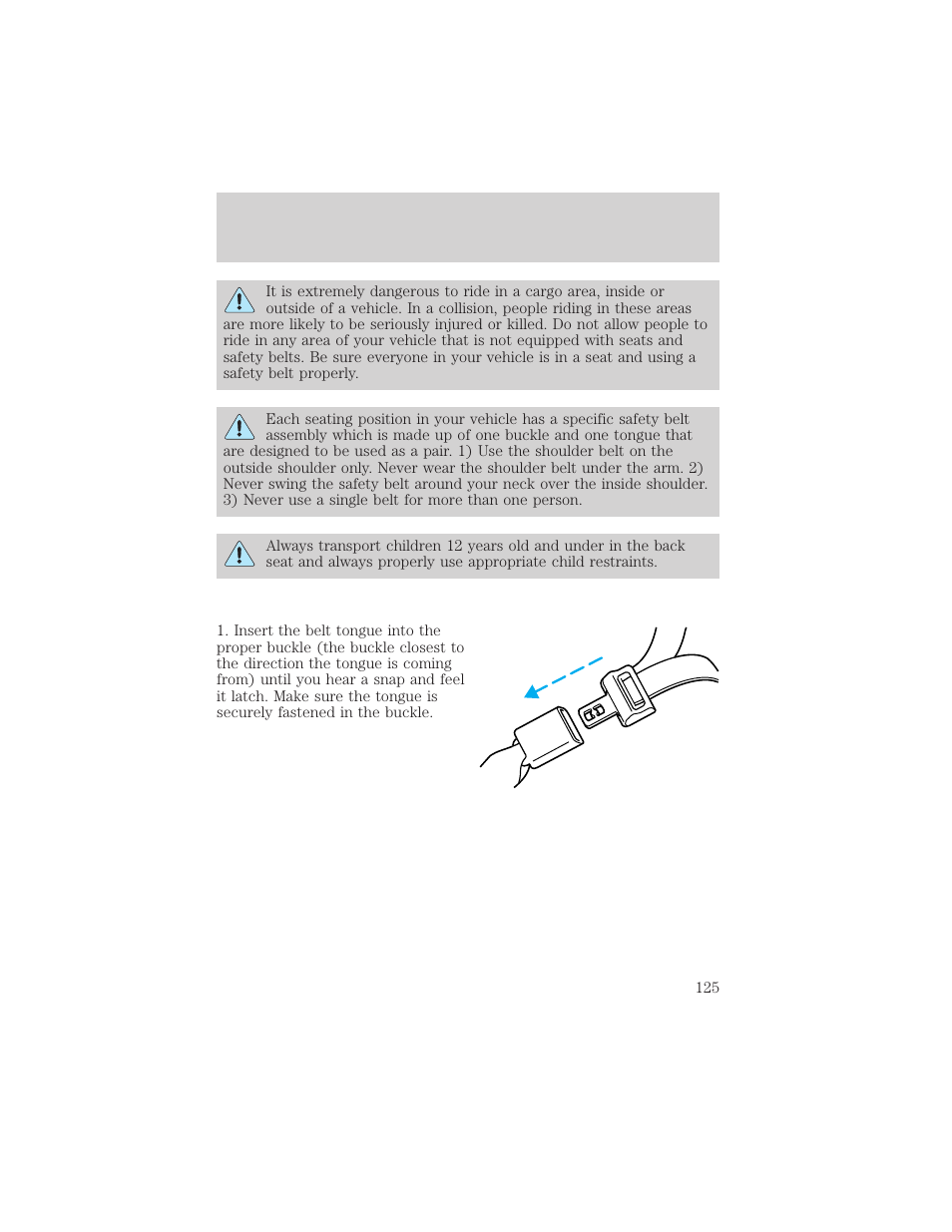 Seating and safety restraints | Mercury 1999 Villager User Manual | Page 125 / 264