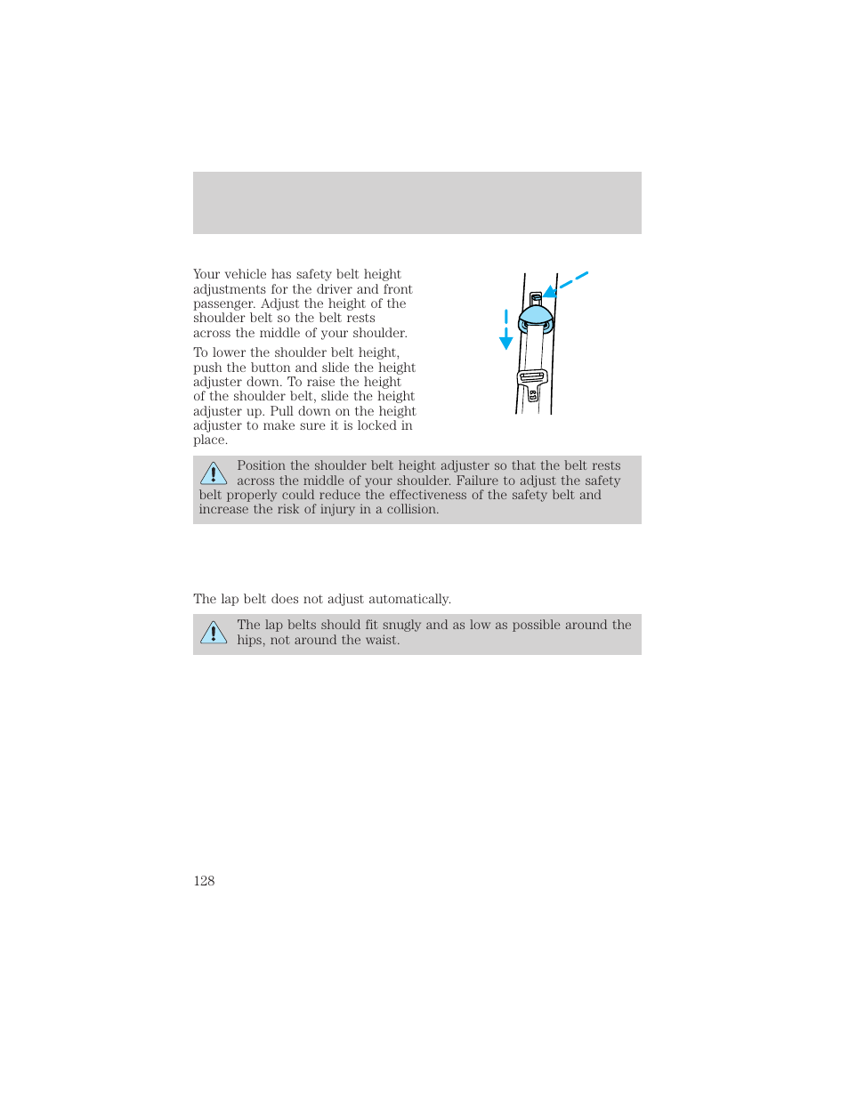 Seating and safety restraints | Mercury 1999 Villager User Manual | Page 128 / 264