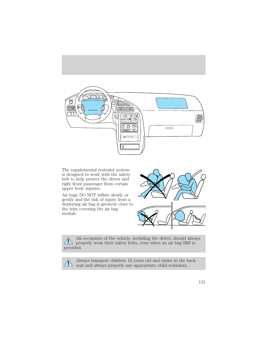 Seating and safety restraints | Mercury 1999 Villager User Manual | Page 131 / 264