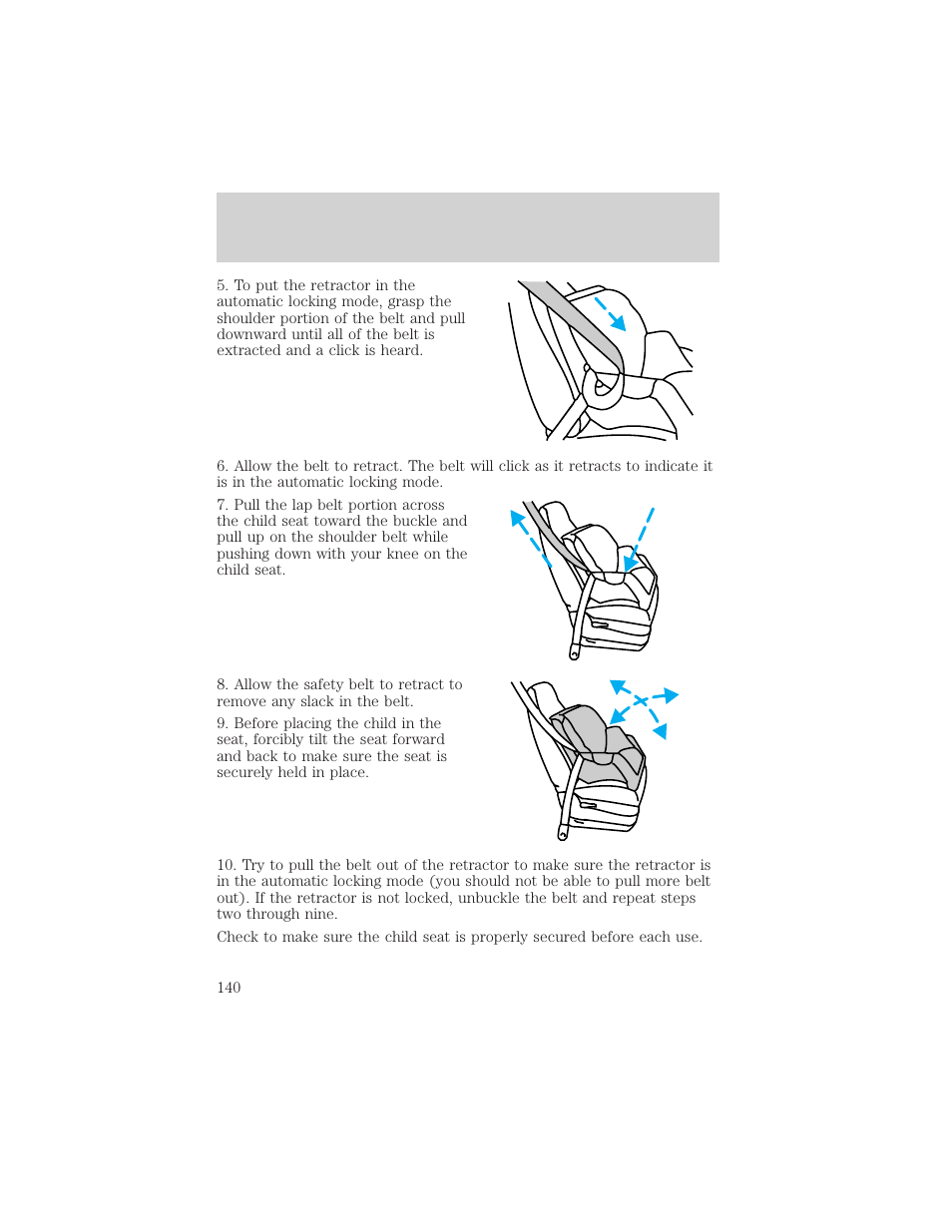 Seating and safety restraints | Mercury 1999 Villager User Manual | Page 140 / 264