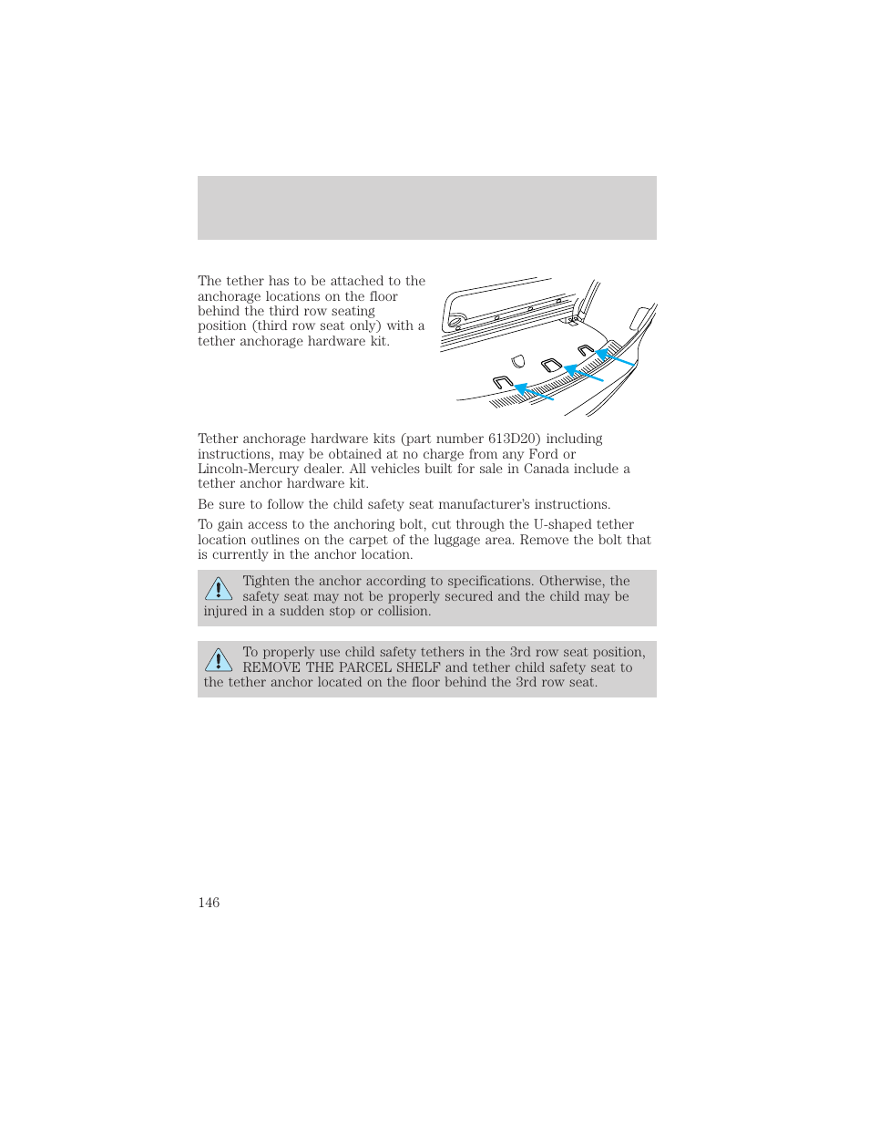 Seating and safety restraints | Mercury 1999 Villager User Manual | Page 146 / 264