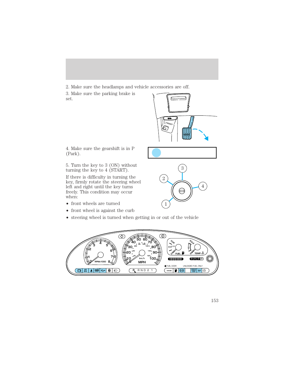 Pr n d 2 1, Starting | Mercury 1999 Villager User Manual | Page 153 / 264