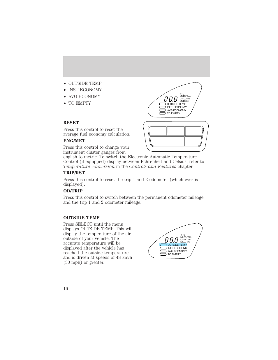 Instrumentation | Mercury 1999 Villager User Manual | Page 16 / 264