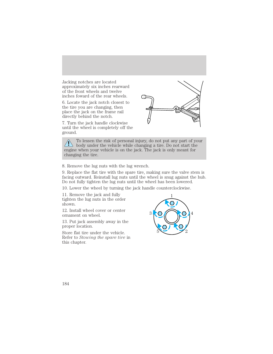 Roadside emergencies | Mercury 1999 Villager User Manual | Page 184 / 264