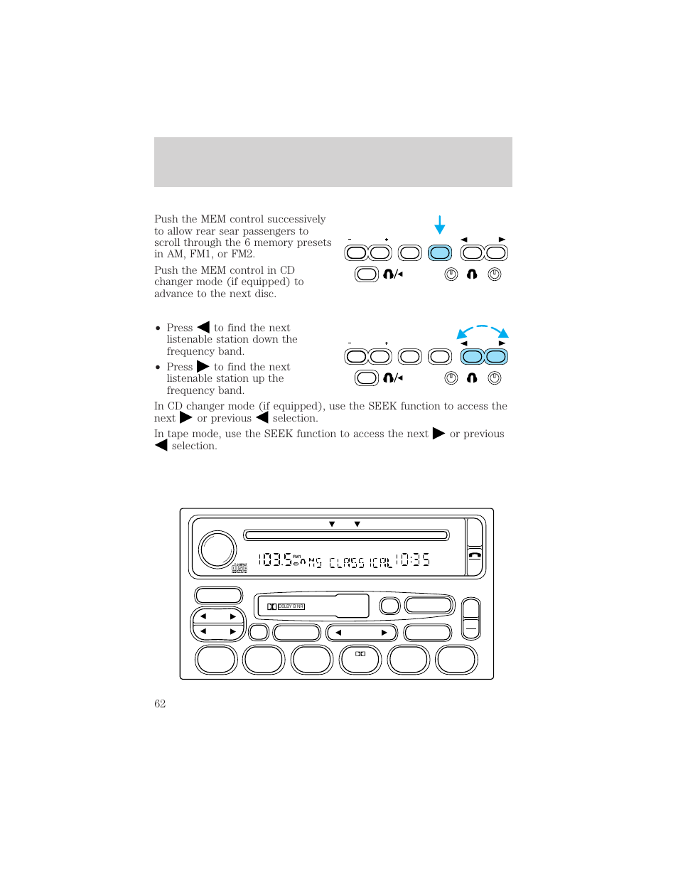 Controls and features | Mercury 1999 Villager User Manual | Page 62 / 264