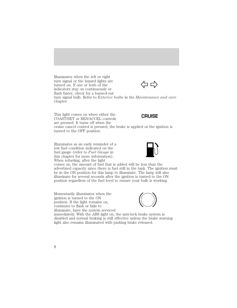 Instrumentation | Mercury 1999 Villager User Manual | Page 8 / 264