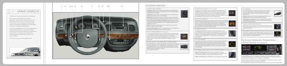 2007 grand marquis, Interior features, Electronic automatic temperature control system | If equipped) | Mercury 2007 User Manual | Page 2 / 2
