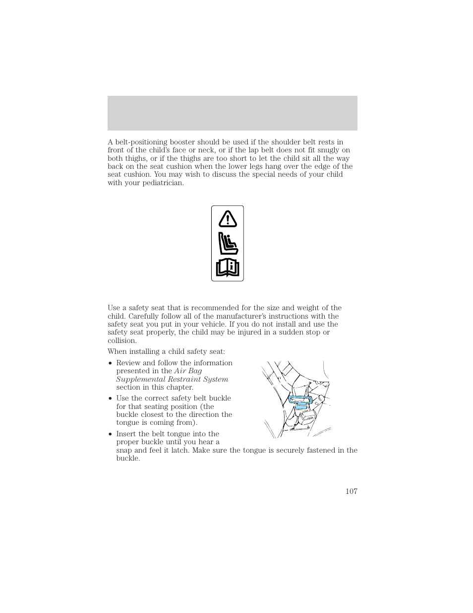Seating and safety restraints | Mercury 2000 Grand Marquis User Manual | Page 107 / 224