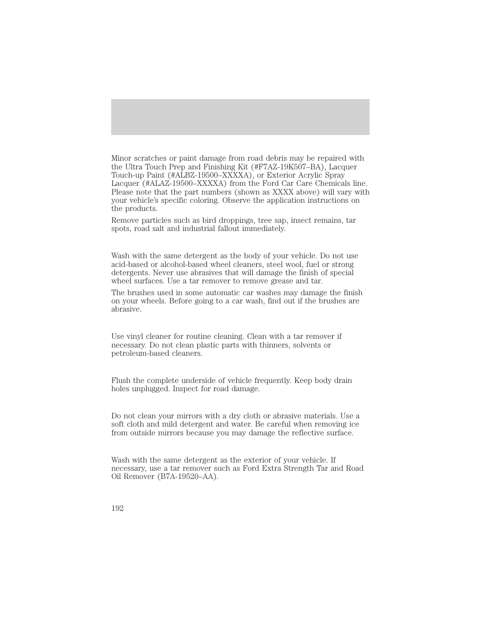 Maintenance and care | Mercury 2000 Grand Marquis User Manual | Page 192 / 224