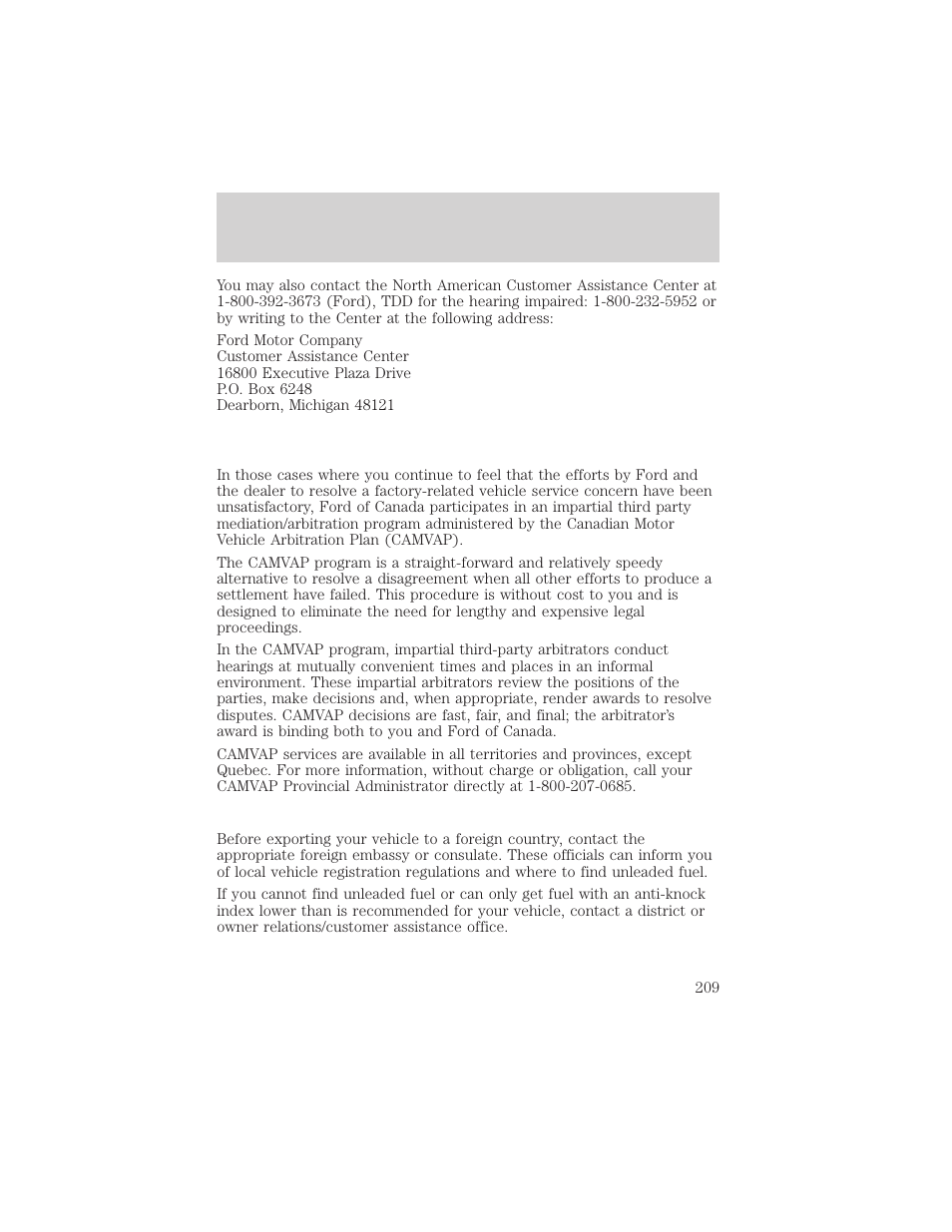Customer assistance | Mercury 2000 Grand Marquis User Manual | Page 209 / 224