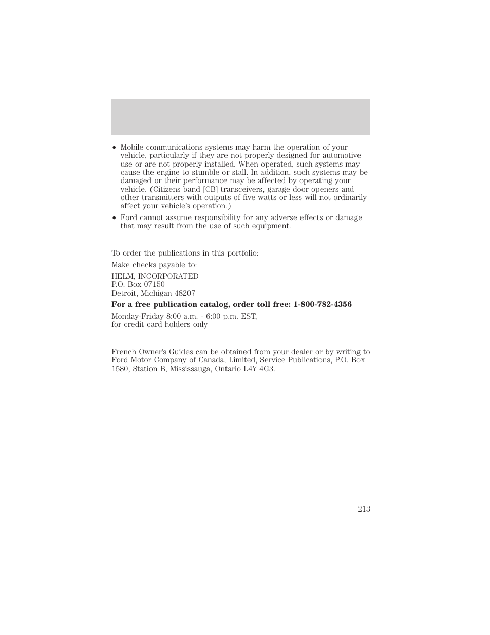 Customer assistance | Mercury 2000 Grand Marquis User Manual | Page 213 / 224