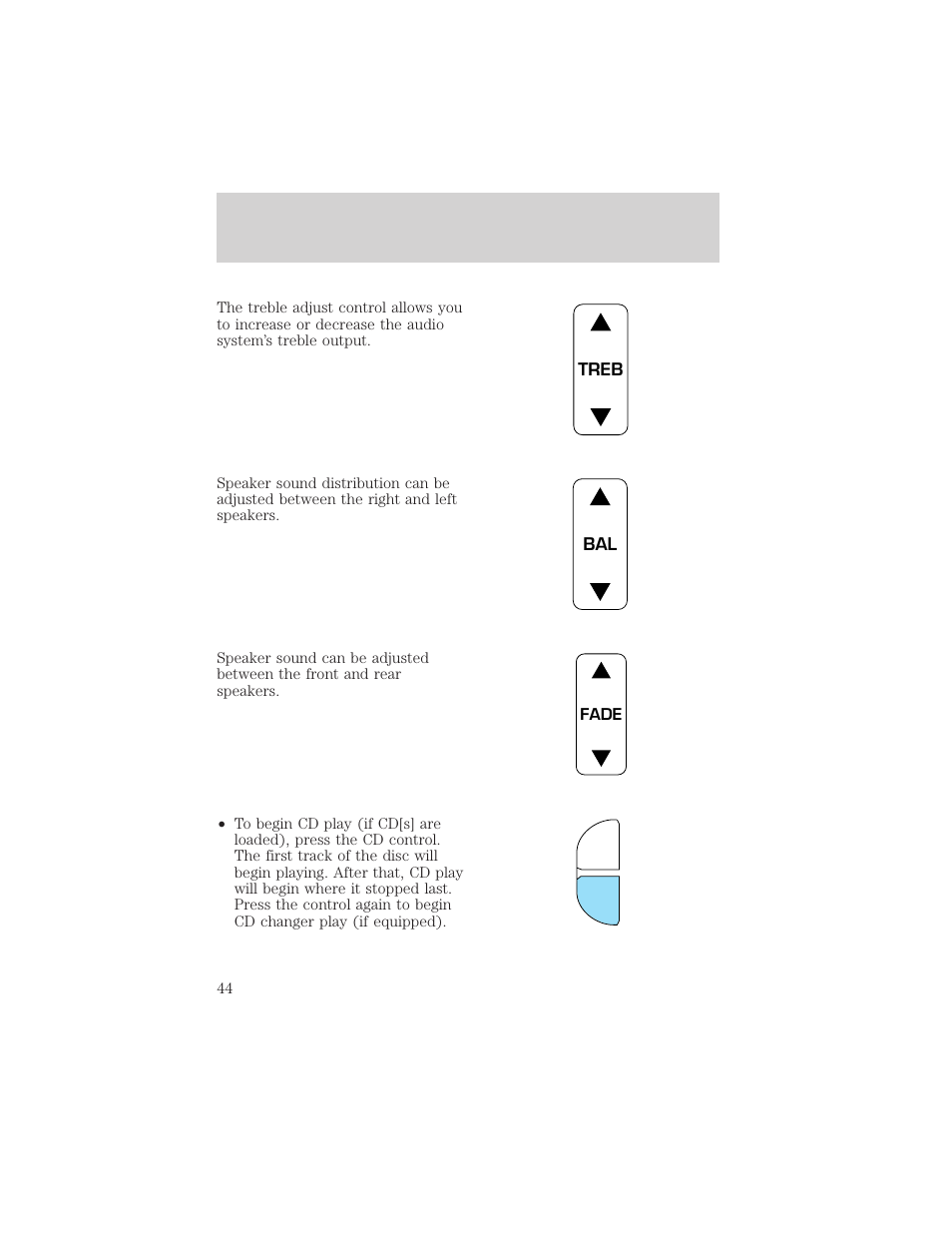 Cd controls and features | Mercury 2000 Grand Marquis User Manual | Page 44 / 224