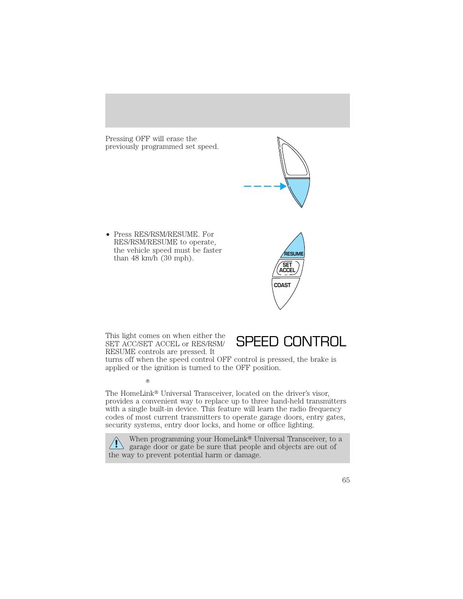 Speed control, Controls and features | Mercury 2000 Grand Marquis User Manual | Page 65 / 224