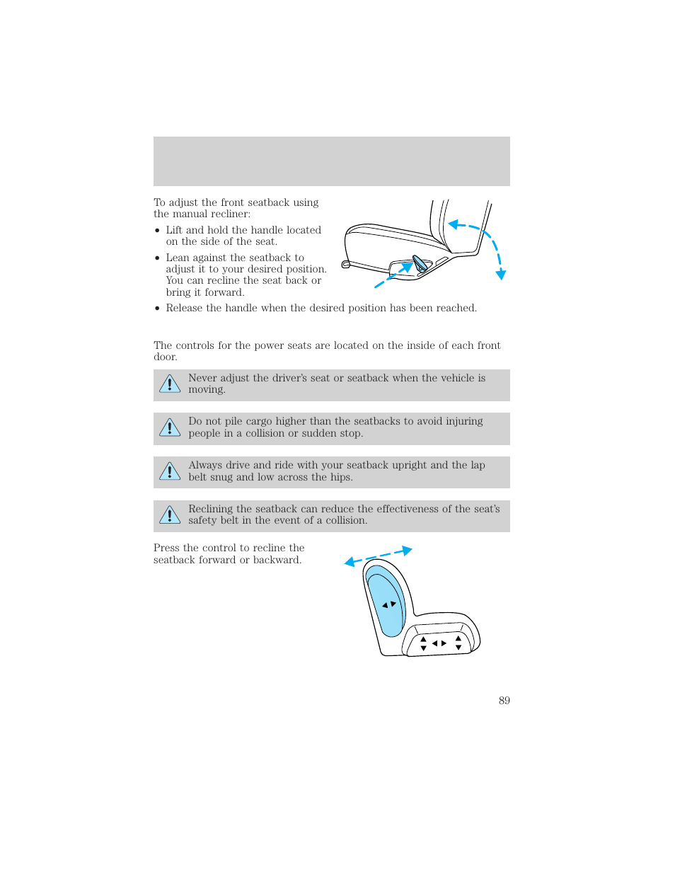 Seating and safety restraints | Mercury 2000 Grand Marquis User Manual | Page 89 / 224