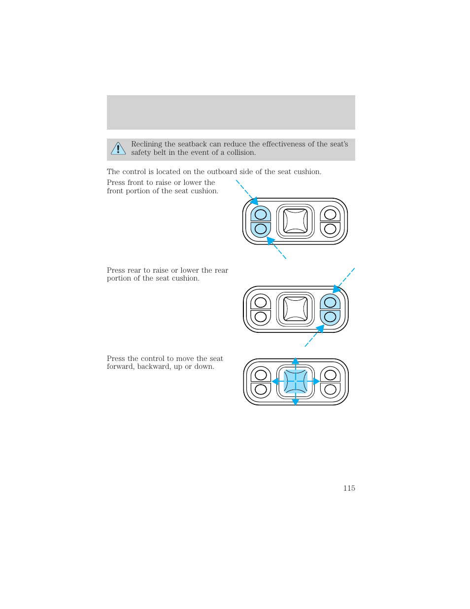 Seating and safety restraints | Mercury Mountaineer 2001 User Manual | Page 115 / 280