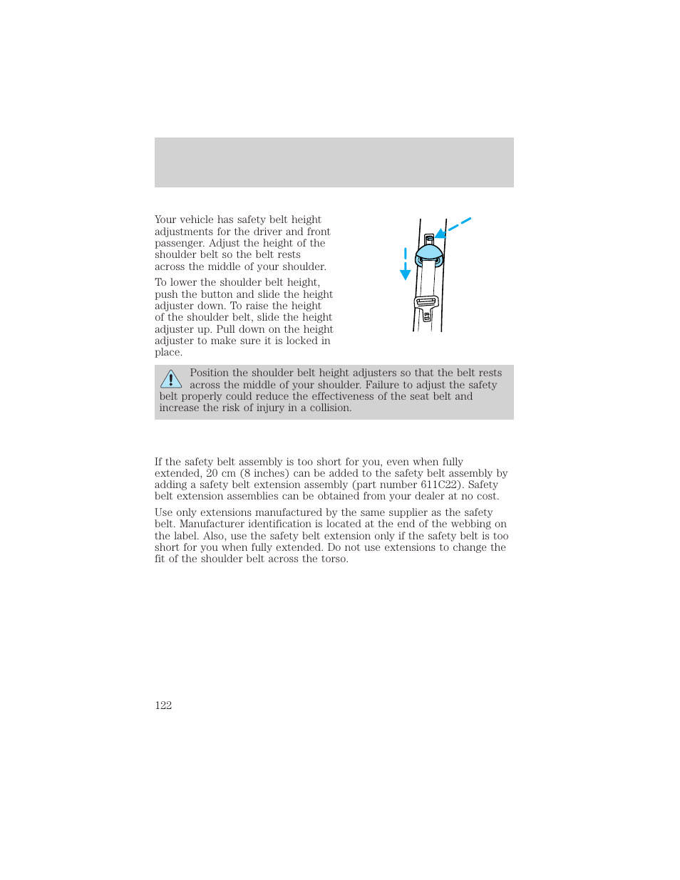 Seating and safety restraints | Mercury Mountaineer 2001 User Manual | Page 122 / 280