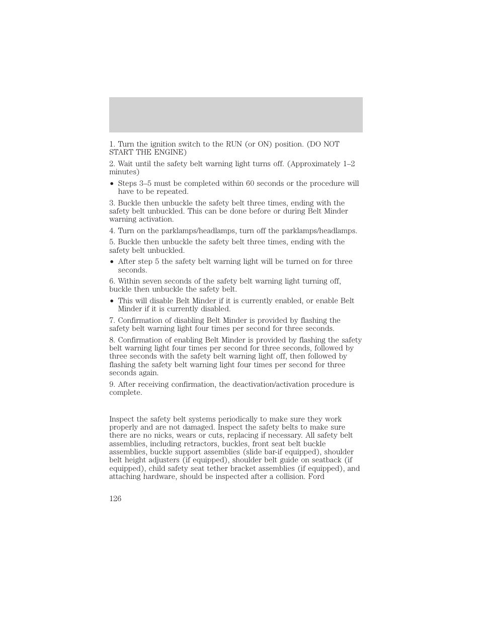 Seating and safety restraints | Mercury Mountaineer 2001 User Manual | Page 126 / 280