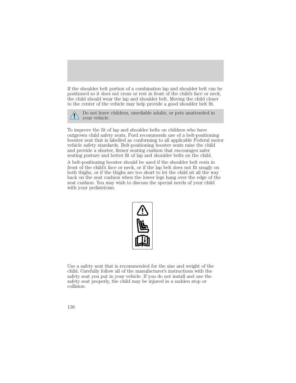 Seating and safety restraints | Mercury Mountaineer 2001 User Manual | Page 136 / 280