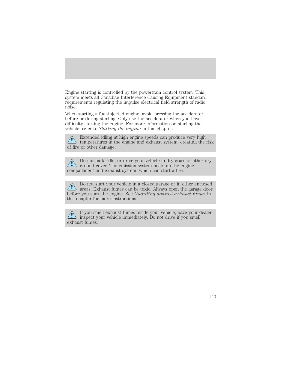 Starting | Mercury Mountaineer 2001 User Manual | Page 143 / 280