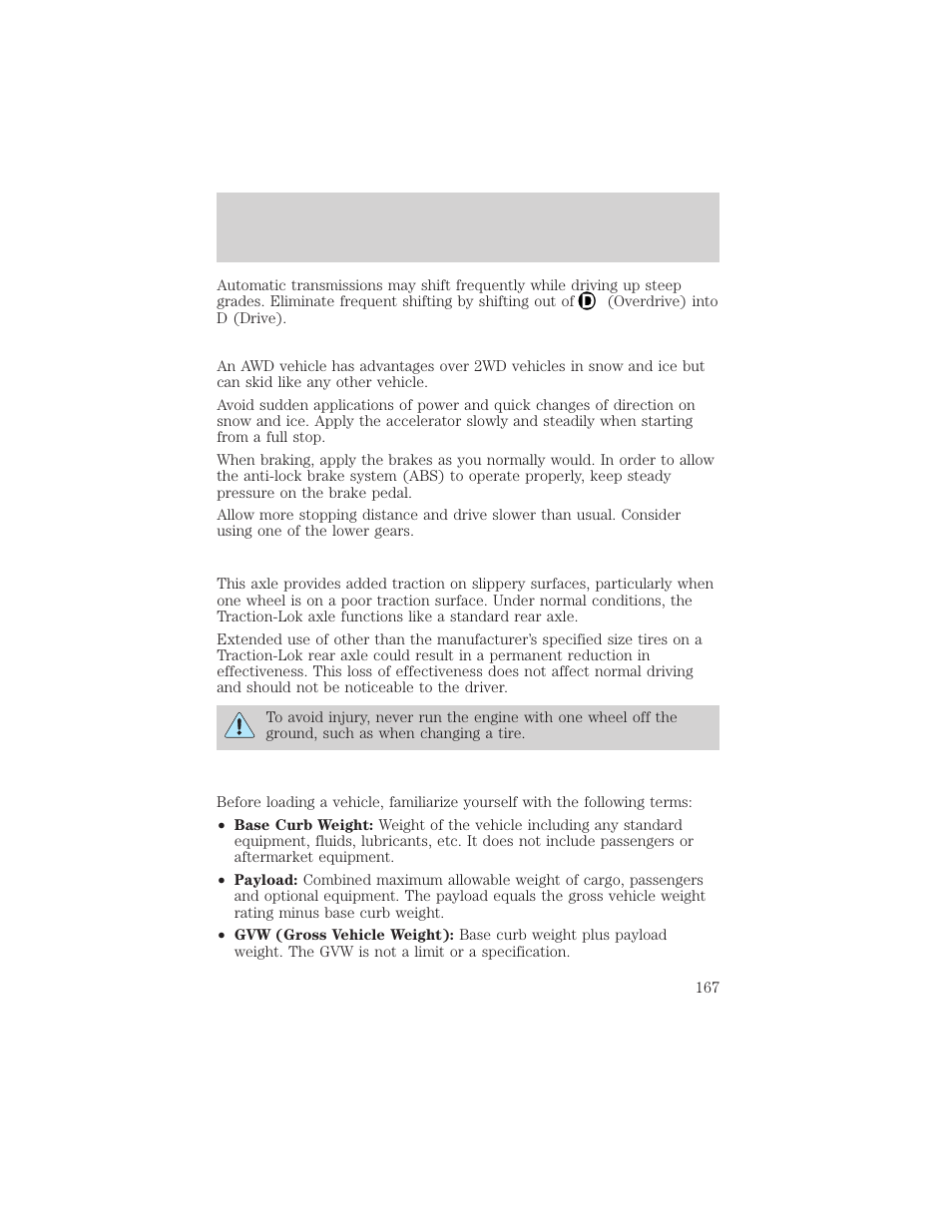 Driving | Mercury Mountaineer 2001 User Manual | Page 167 / 280