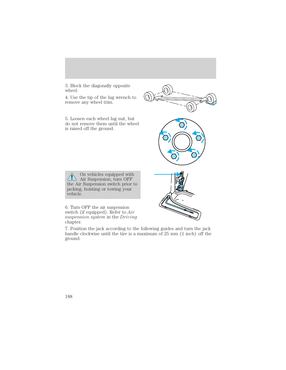 Roadside emergencies | Mercury Mountaineer 2001 User Manual | Page 188 / 280