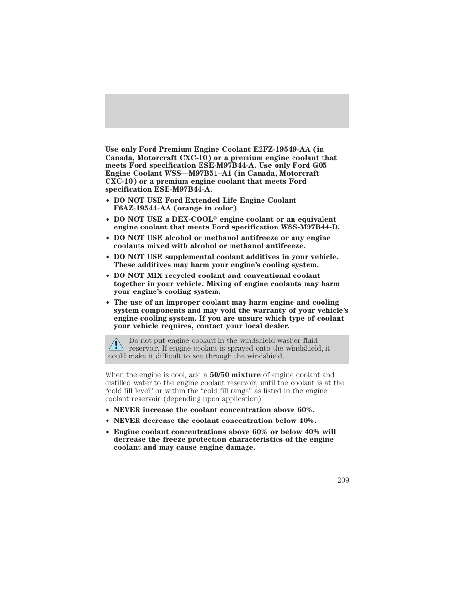 Maintenance and care | Mercury Mountaineer 2001 User Manual | Page 209 / 280