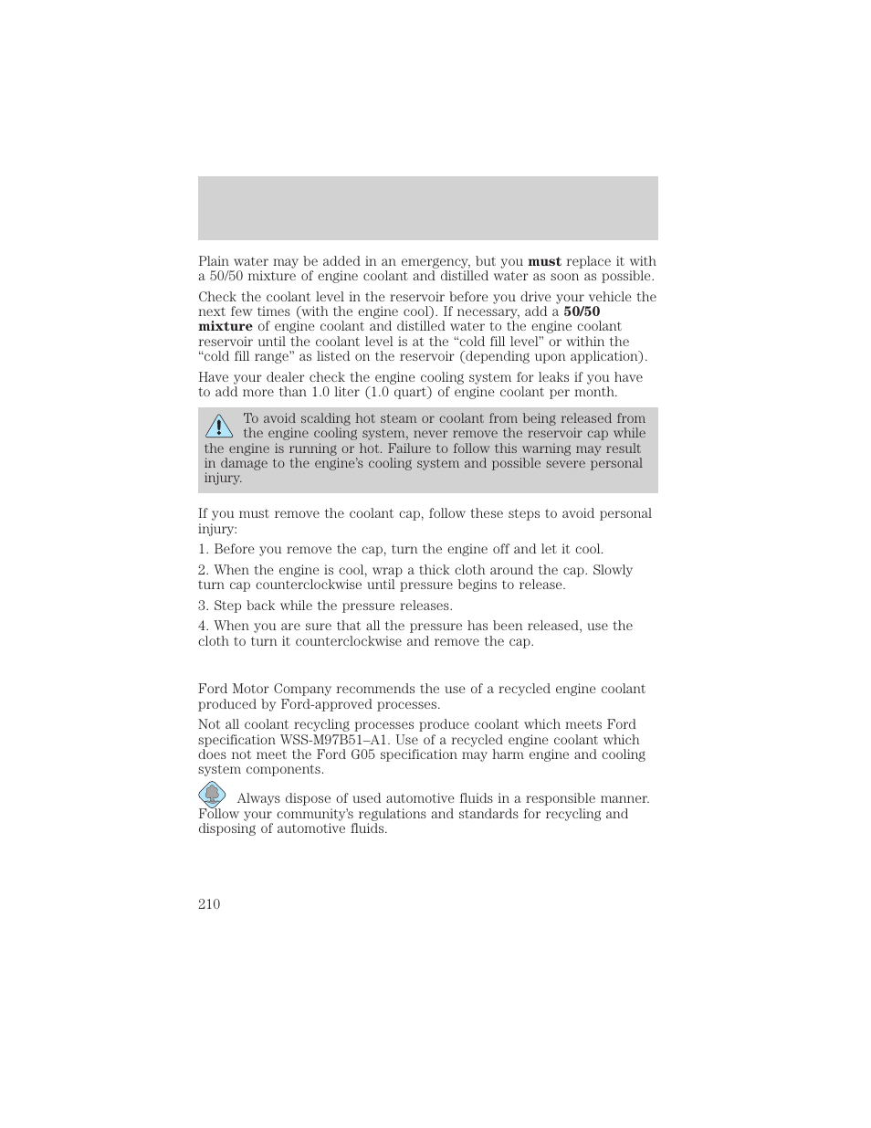 Maintenance and care | Mercury Mountaineer 2001 User Manual | Page 210 / 280