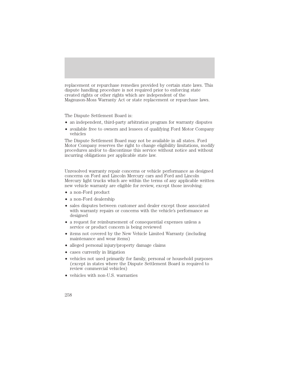 Customer assistance | Mercury Mountaineer 2001 User Manual | Page 258 / 280