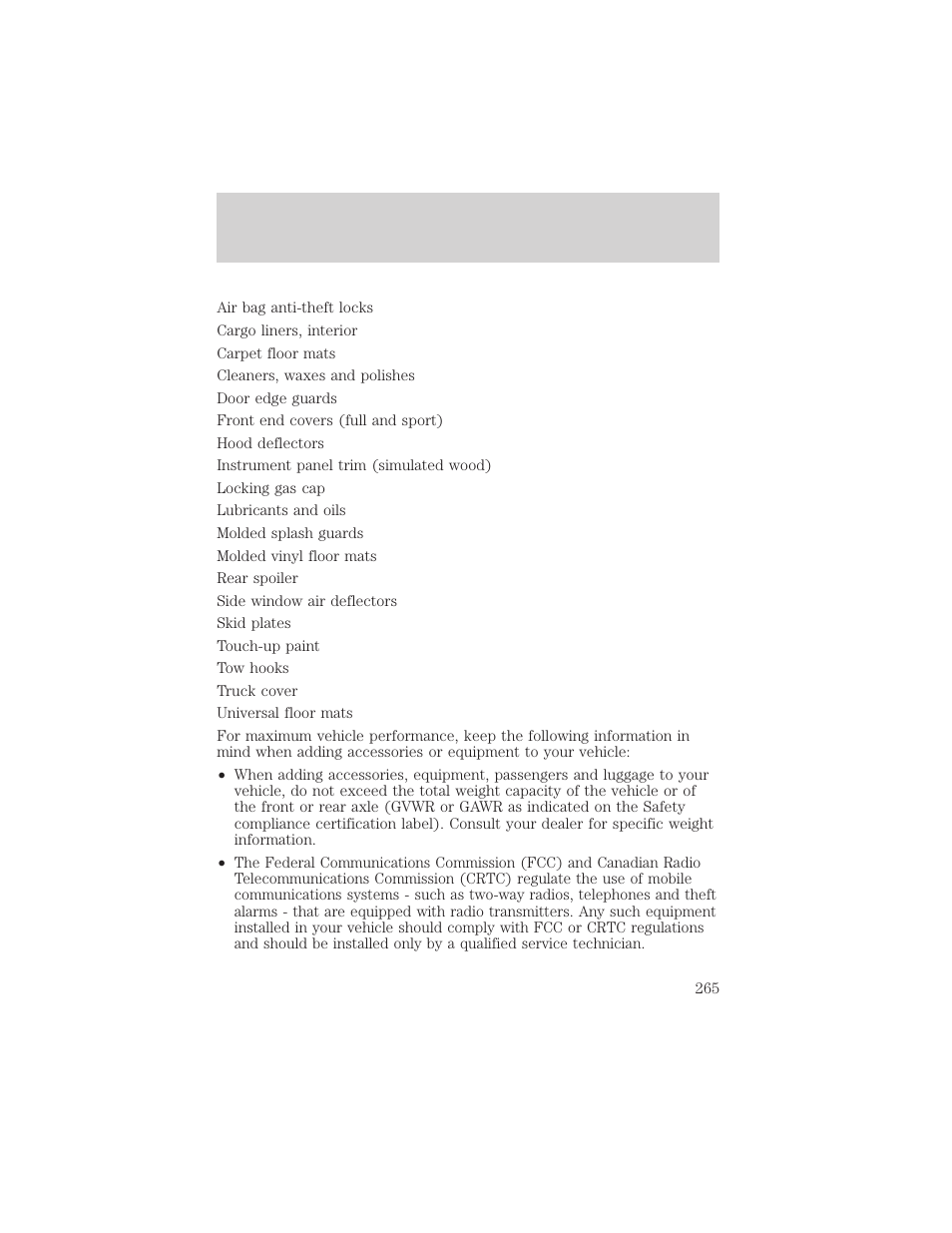 Customer assistance | Mercury Mountaineer 2001 User Manual | Page 265 / 280