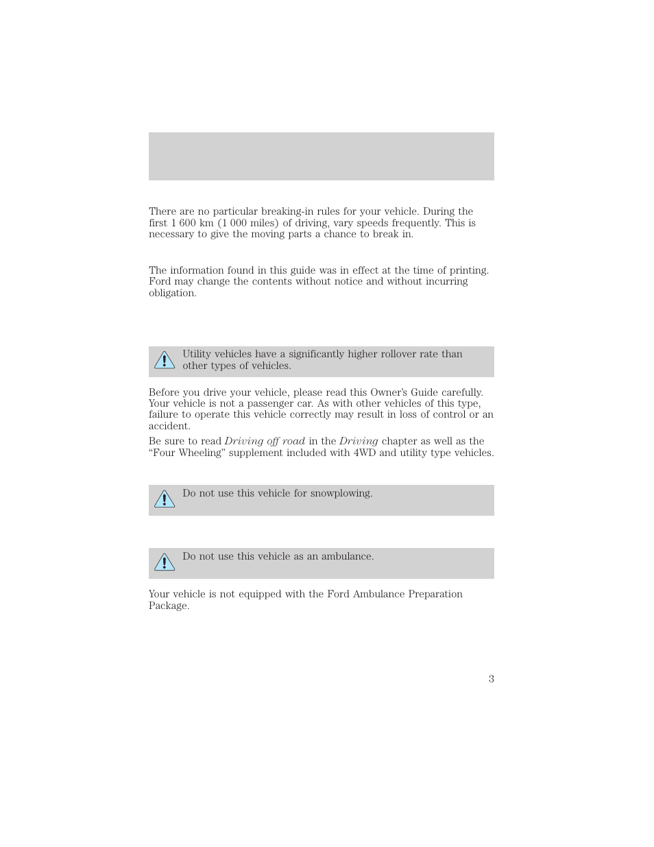 Introduction | Mercury Mountaineer 2001 User Manual | Page 3 / 280