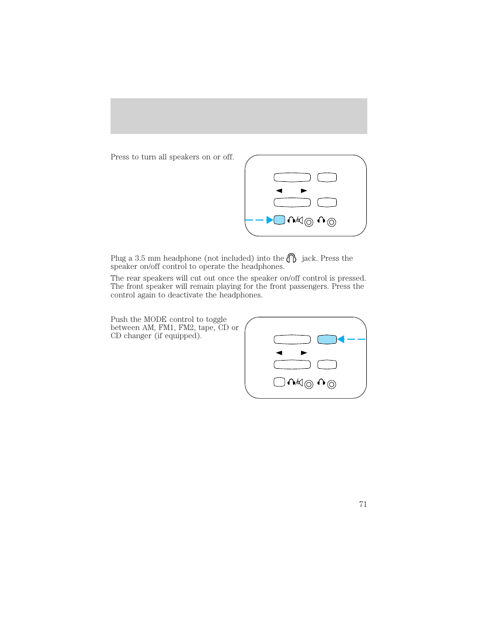 Controls and features | Mercury Mountaineer 2001 User Manual | Page 71 / 280