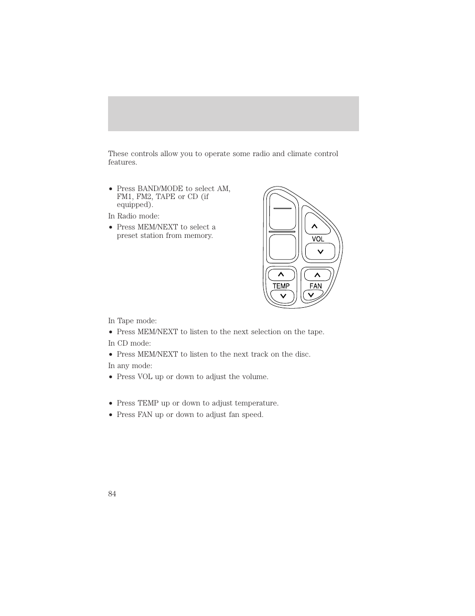 Controls and features | Mercury Mountaineer 2001 User Manual | Page 84 / 280