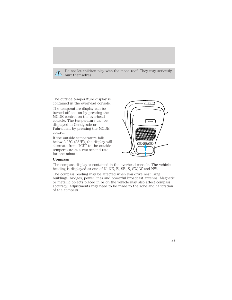 Controls and features | Mercury Mountaineer 2001 User Manual | Page 87 / 280