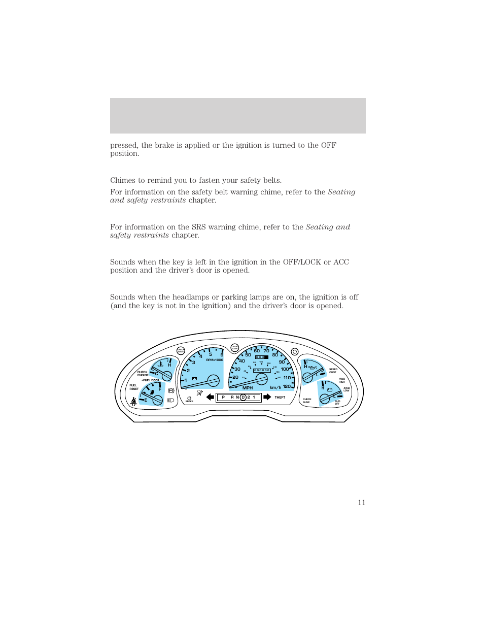 Instrumentation | Mercury 1999 Mountaineer User Manual | Page 11 / 248