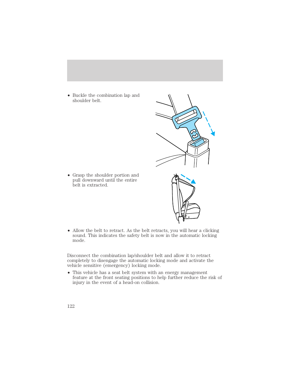 Seating and safety restraints | Mercury 1999 Mountaineer User Manual | Page 122 / 248