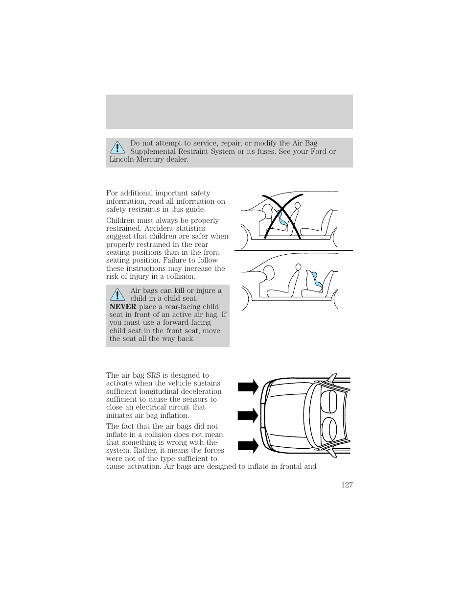 Seating and safety restraints | Mercury 1999 Mountaineer User Manual | Page 127 / 248