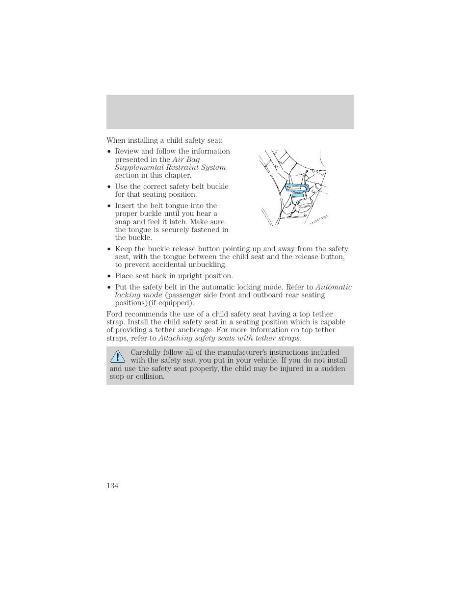 Seating and safety restraints | Mercury 1999 Mountaineer User Manual | Page 134 / 248