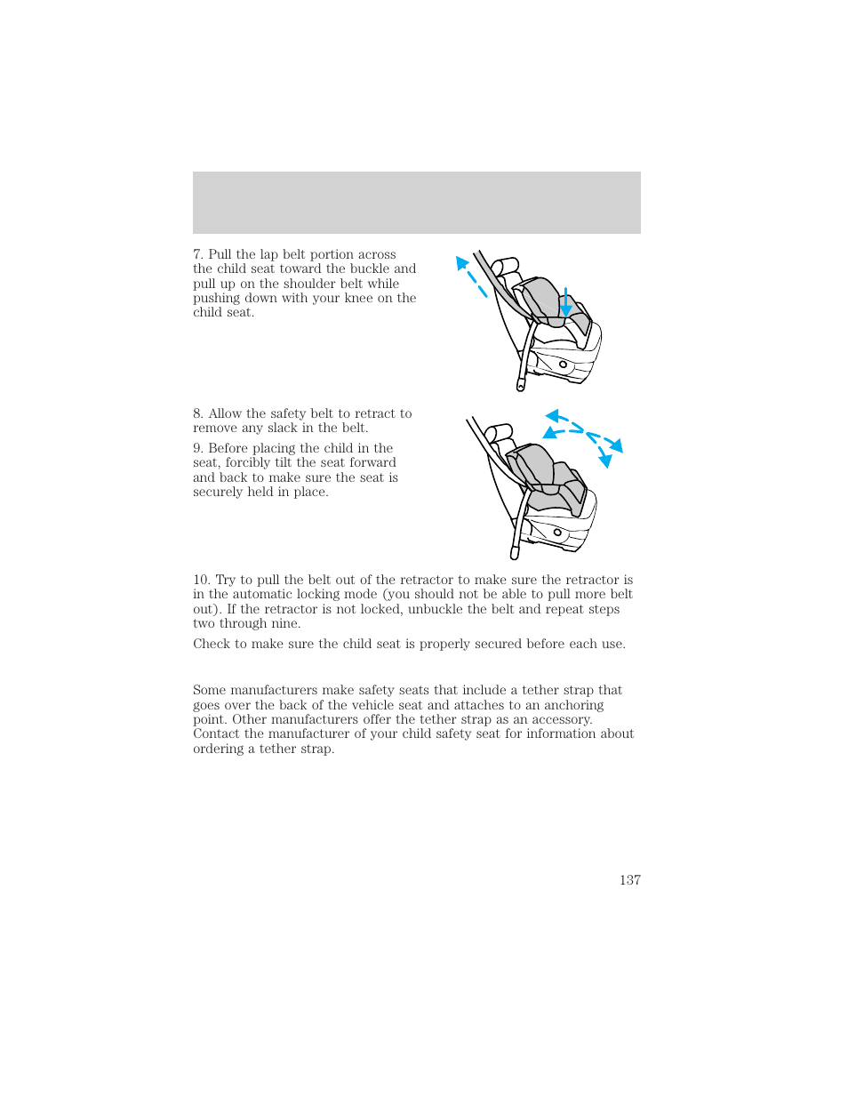 Seating and safety restraints | Mercury 1999 Mountaineer User Manual | Page 137 / 248
